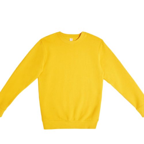 LS14004 Flat Premium Crewneck Sweatshirt Lemon Front