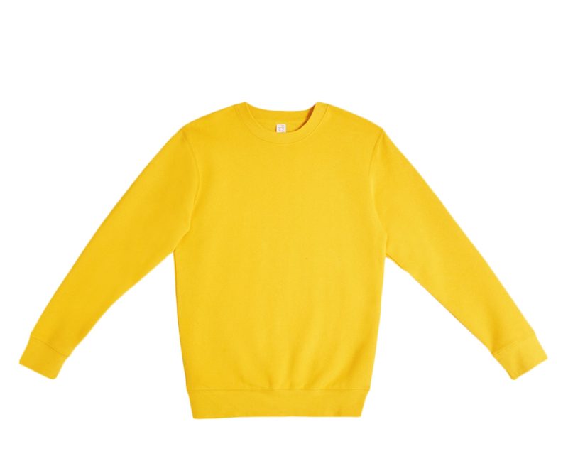 LS14004 Flat Premium Crewneck Sweatshirt Lemon Front