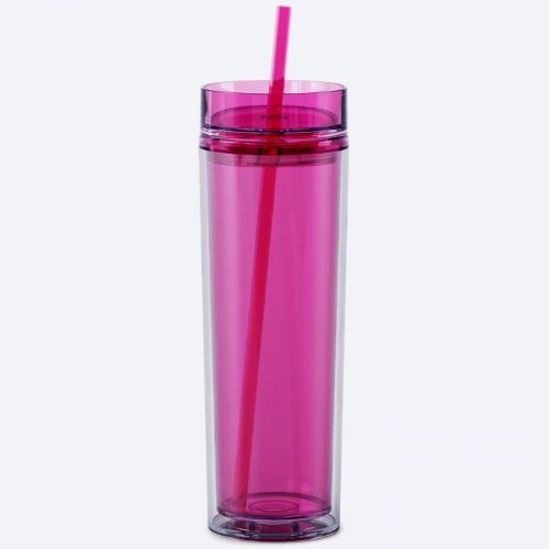 maars skinny acrylic 16 oz tumbler fuchsia 1