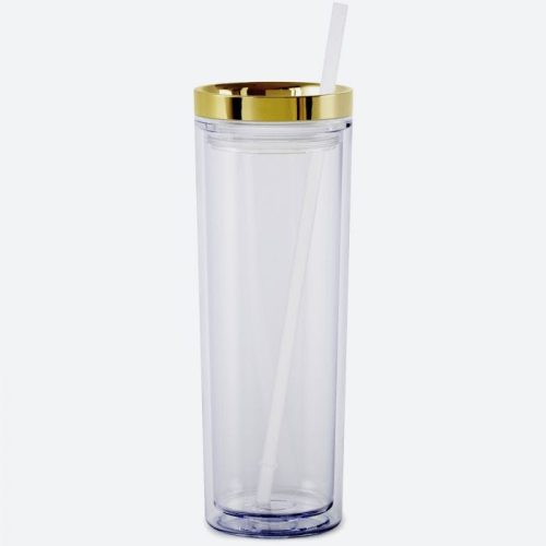 maars skinny acrylic 18 oz tumbler clear mirror gold lid