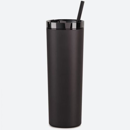 maars skinny acrylic 18 oz tumbler soft matte black metallic black lid